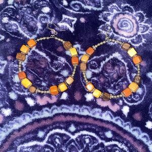 Colorful Beaded Hoop Earrings